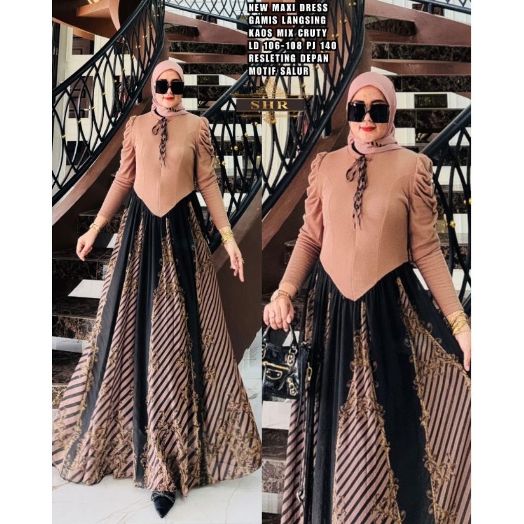 SHR MAXI DRESS GAMIS LANGSING LEOPARD