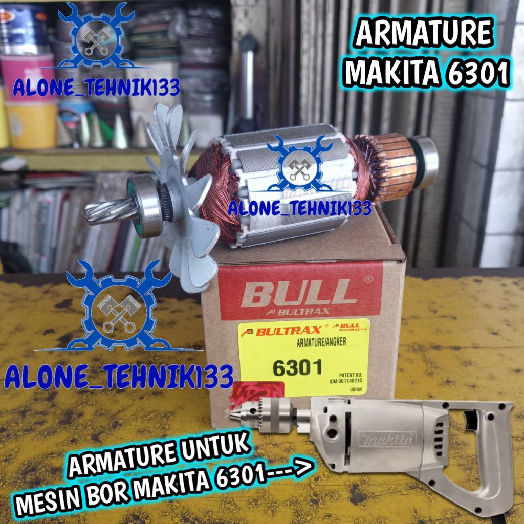 ARMATURE MAKITA 6301 ANGKER MESIN BOR DRILL 13MM 6301 ROTOR DINAMO MESIN BOR DRILL 13MM 6301