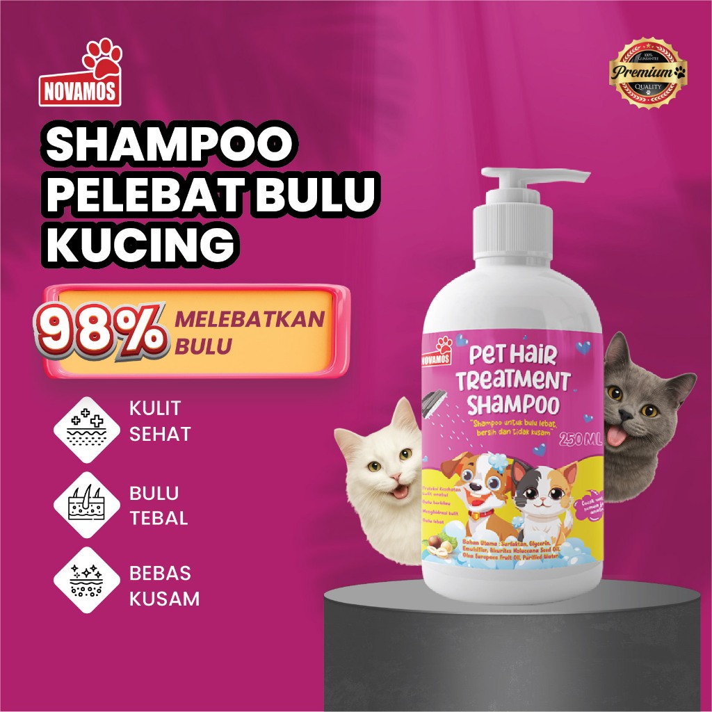JG - NOVAMOS Shampoo Kucing Pelebat Bulu Sampo Kucing Atasi Bulu Rontok Shampo Kucing Bulu Lebat