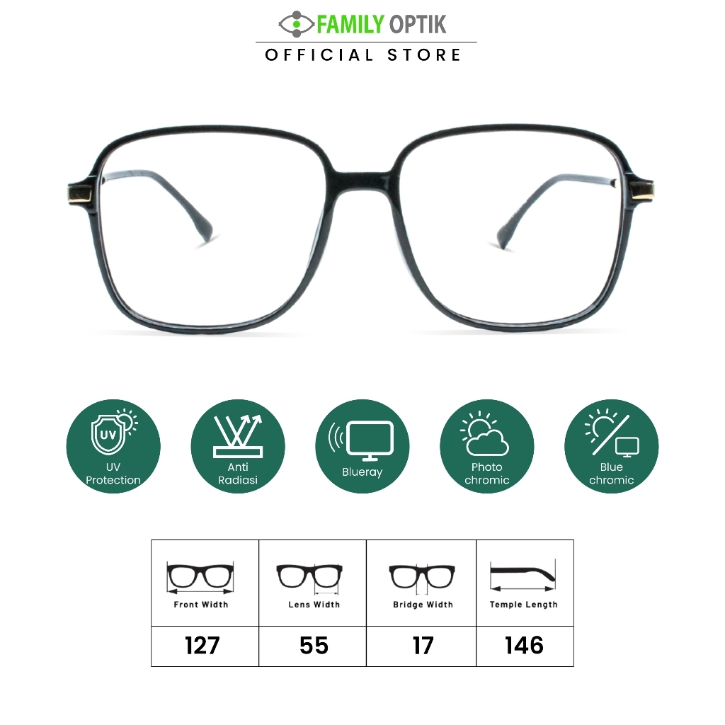 Family Optik - Kacamata Vintage Blueray Photocromic Anti Radiasi 00171