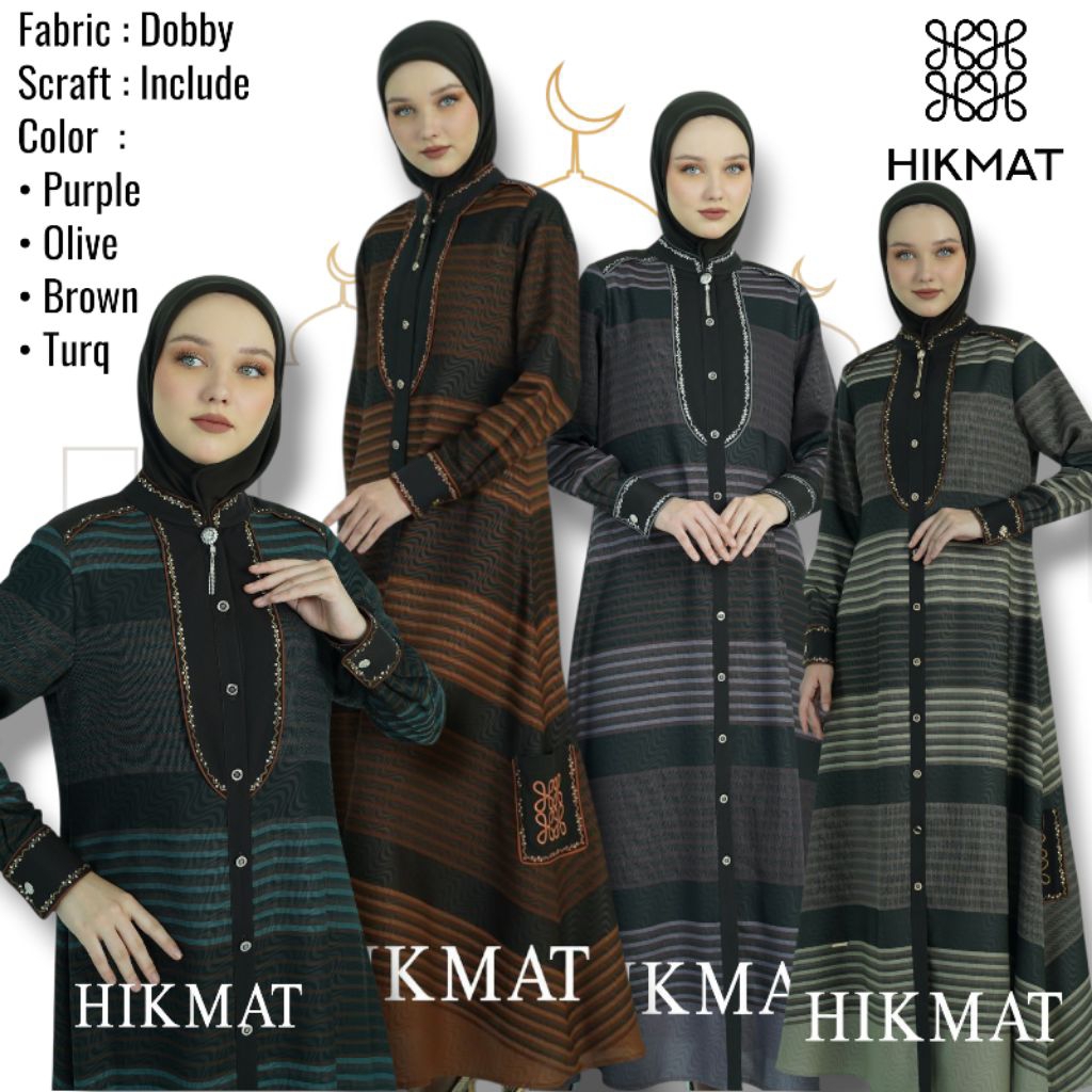 [NEW] C1357 - Abaya Hikmat Fashion Cikarang set Hijab