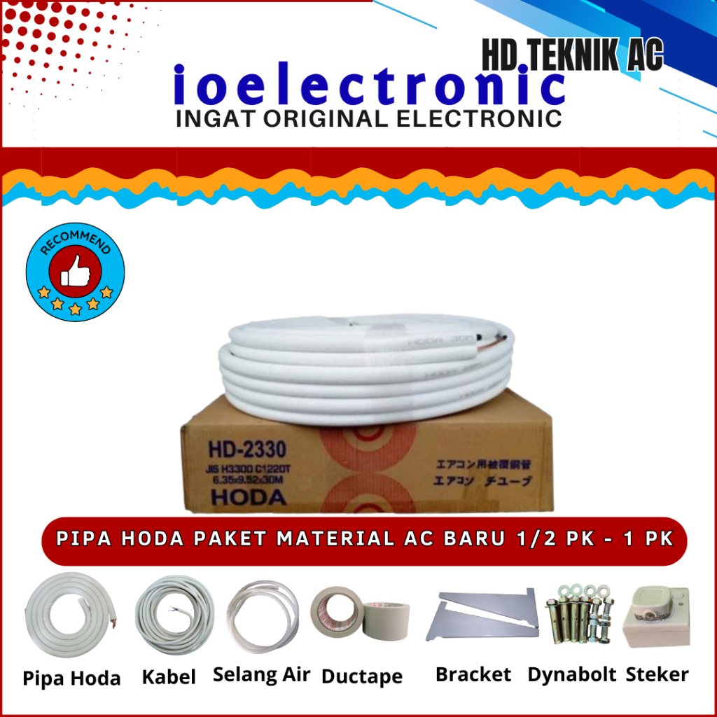 PIPA HODA PAKET MATERIAL AC BARU 1/2 PK - 1 PK LENGKAP