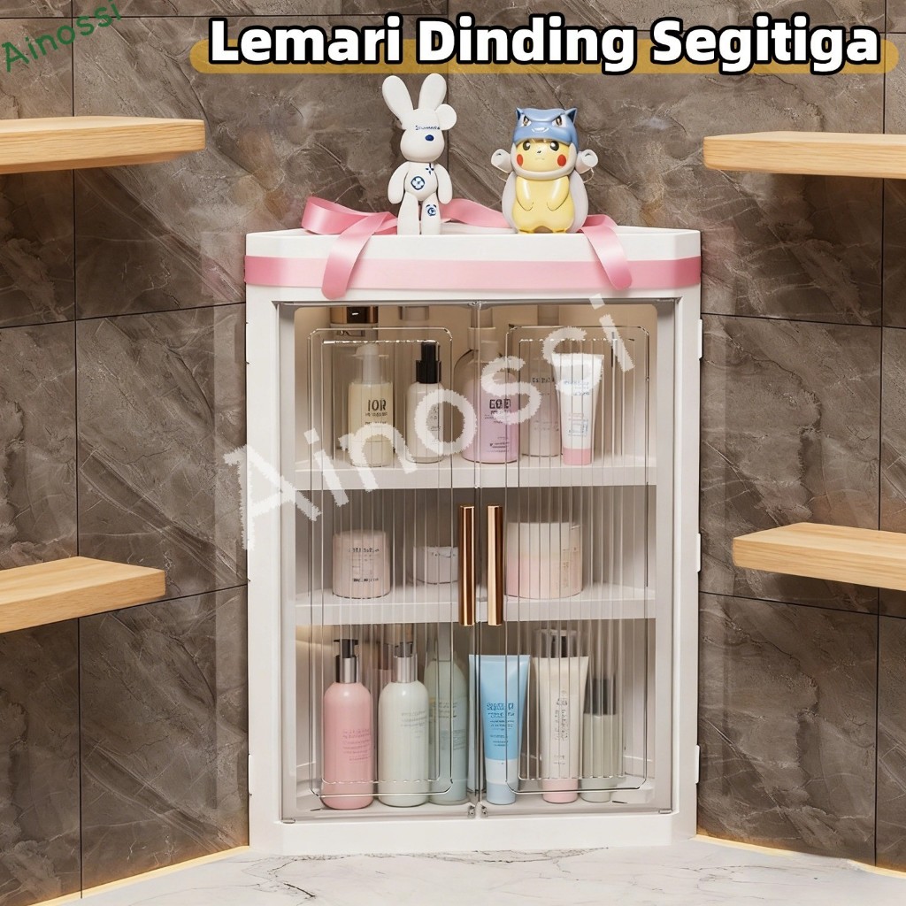 Ainossi Rak Dinding Tempel Rak Kamar Mandi Tempel Rak Bumbu Dapur Dinding Plastik Dapur Lemari Dindi