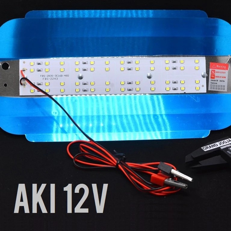 24o LED JEPIT 50 WATT Dc Lampu Sorot 50w 50 Watt Dc Aki Accu 12v 12 Volt Pju Outdoor Jalan Darurat