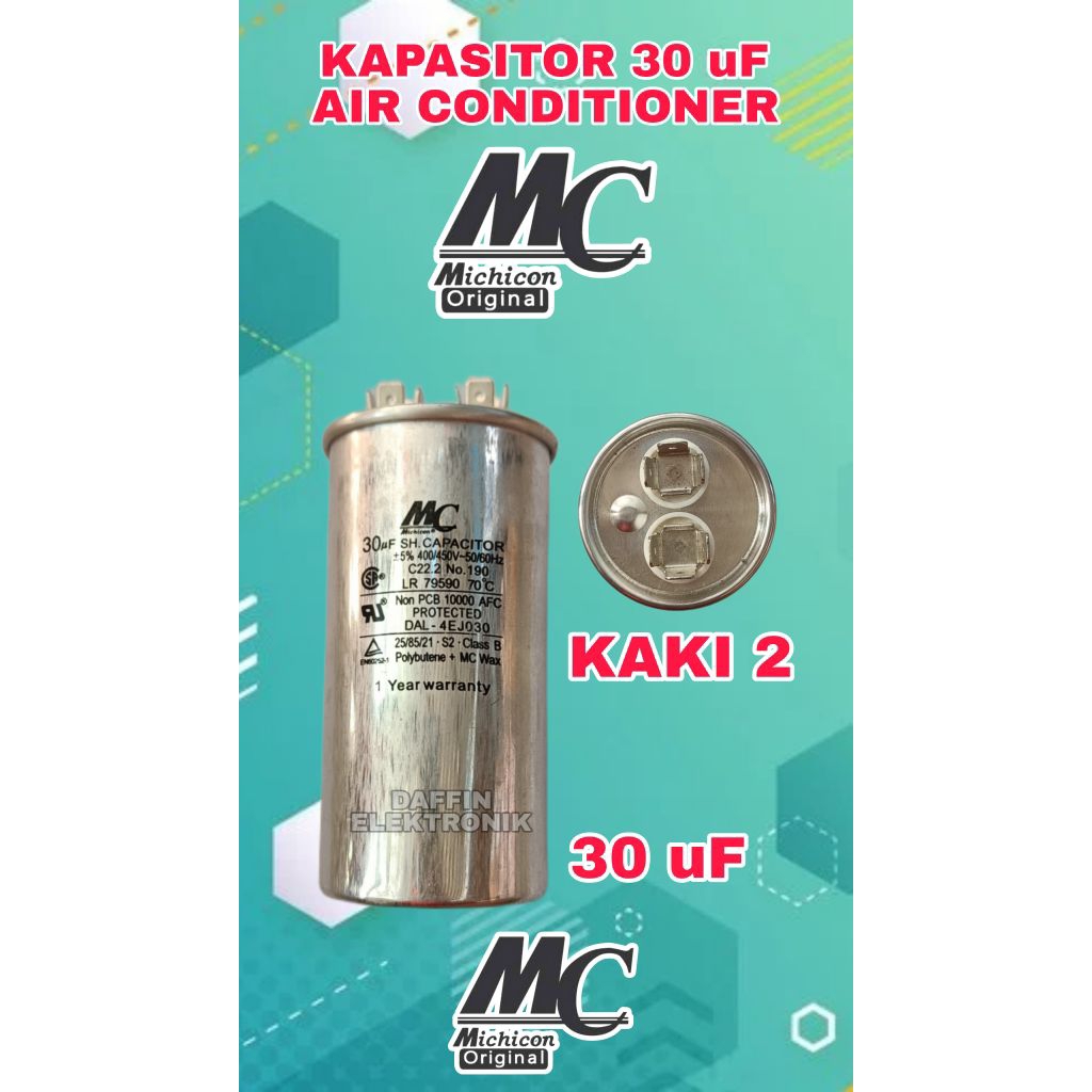 Kapasitor AC 30 uF MC | Kapasitor AC 30 Mikro Merk MC | Kapasitor Air Conditioner 30 uF | Kapasitor 