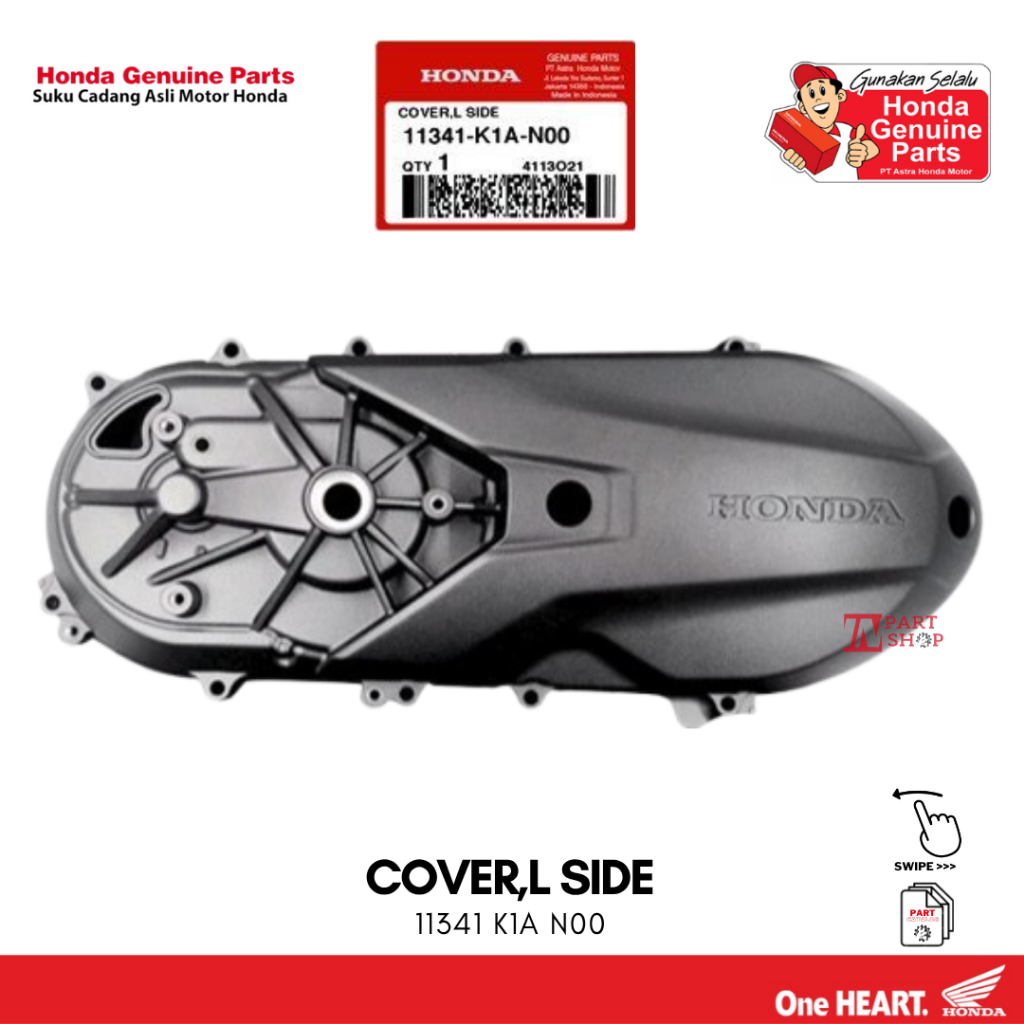 Blok CVT (Cover L Side) - New BeAT Sporty & Street, Genio & New Scoopy K2F / 11341-K1A-N00