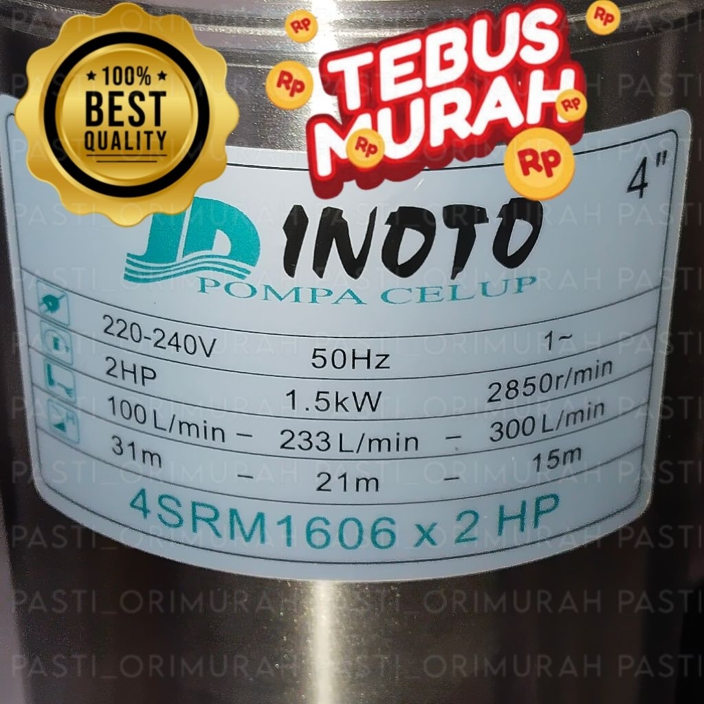 Submersible Pump Inoto 2HP 2 HP  + Control Box Pompa Satelit Inoto 4" 4in 4 in 4 SRM pompa SRM sawah