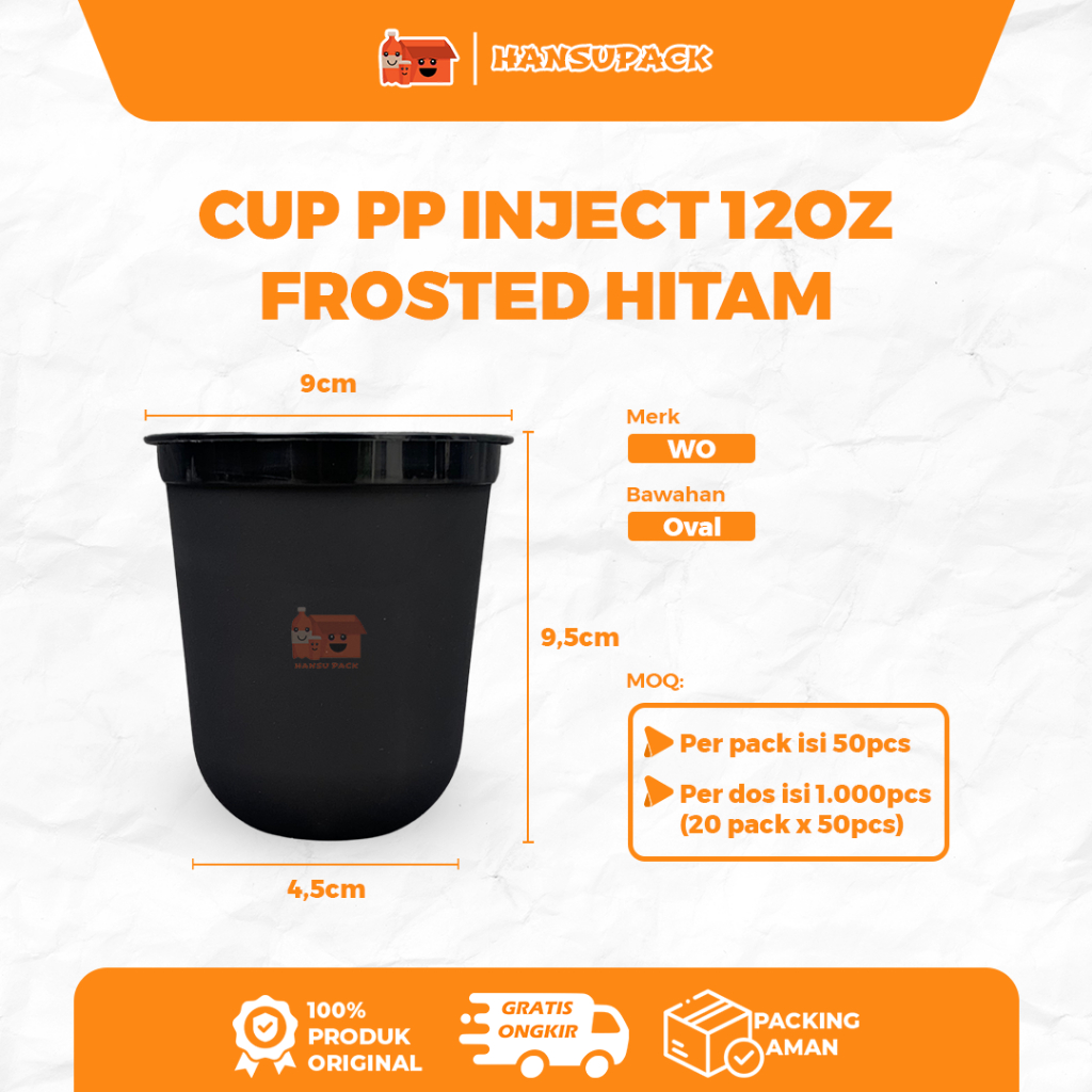 Cup Injection Halal Tebal  Gelas Plastik Cup PP Injection 12oz 360ml  PPI Cup Inject 12oz 360ml