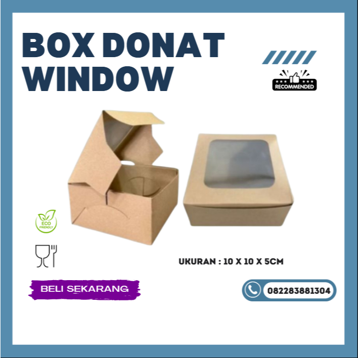 DUS DONAT WINDOW ISI 1 CRAFT UK.10X10X5CM- BOX DIMSUM - BAHAN CRAFT-BOX DONAT