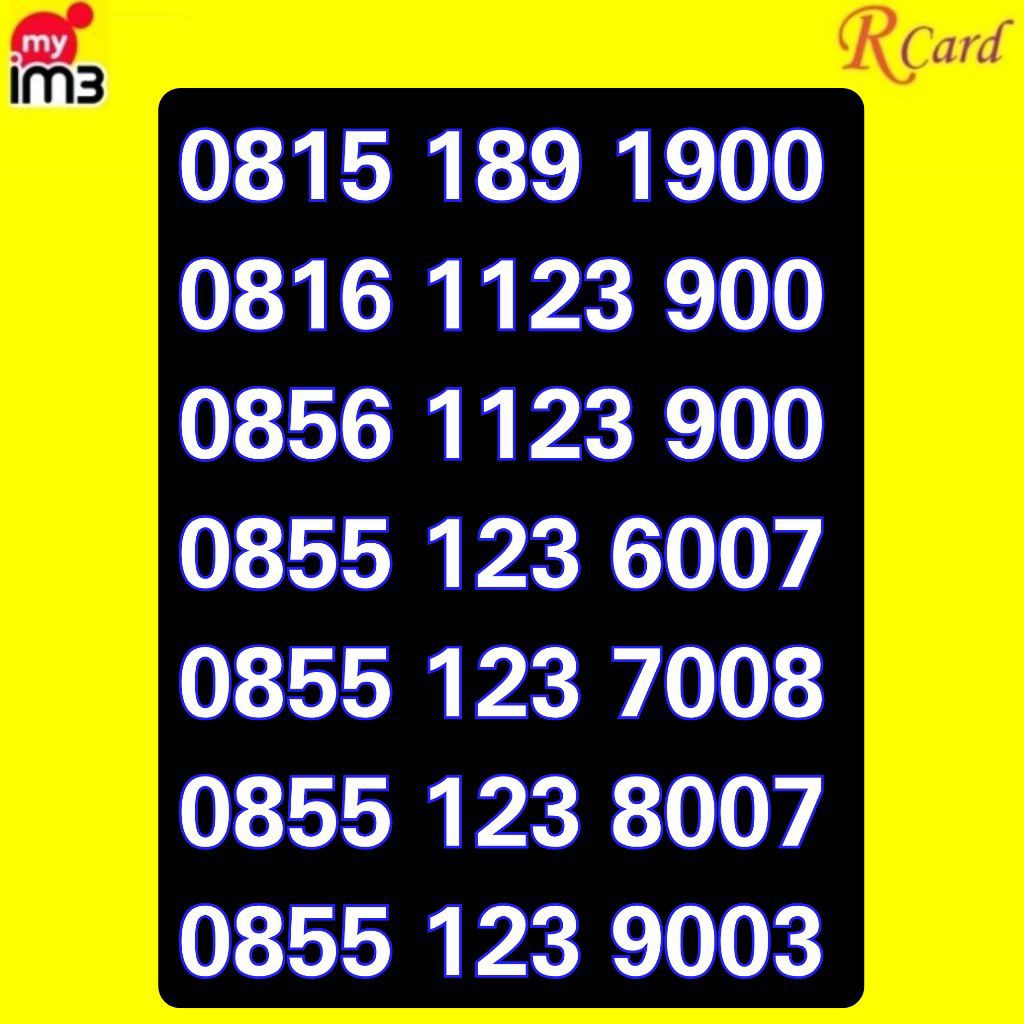 Perdana Nomor Cantik Indosat im3 11 digit Urut 1123 123 900 6007 7008 8007 007 9003 189 1900