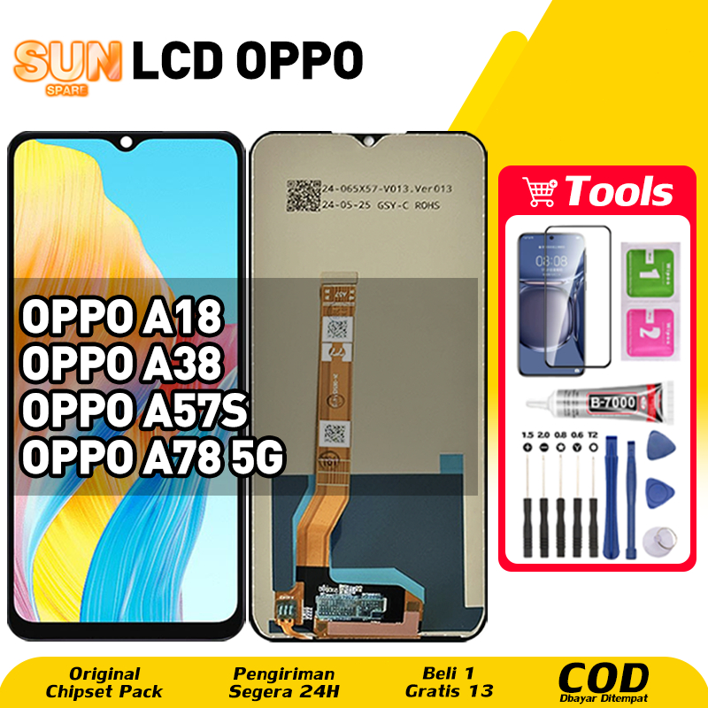 Original For LCD OPPO A18 / OPPO A38 LCD OPPO A57s / A78 5G asli hp layar lcd anti blue light HD HOT