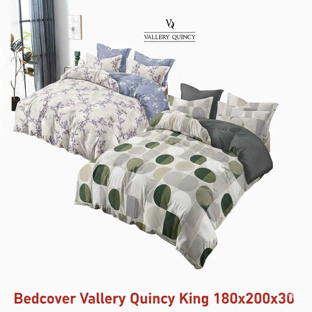 Bed Cover Vallery Quincy 180x200 tinggi 30 bahan katun jepang adem nyaman halus lembut motif bunga |