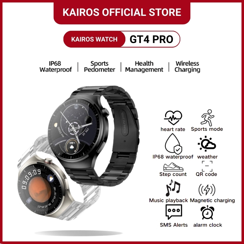 Kairos Watch GT4 Pro Smartwatch Pria Wanita 1.52" AMOLED | Bluetooth Calling | Wireless Charger | Sp