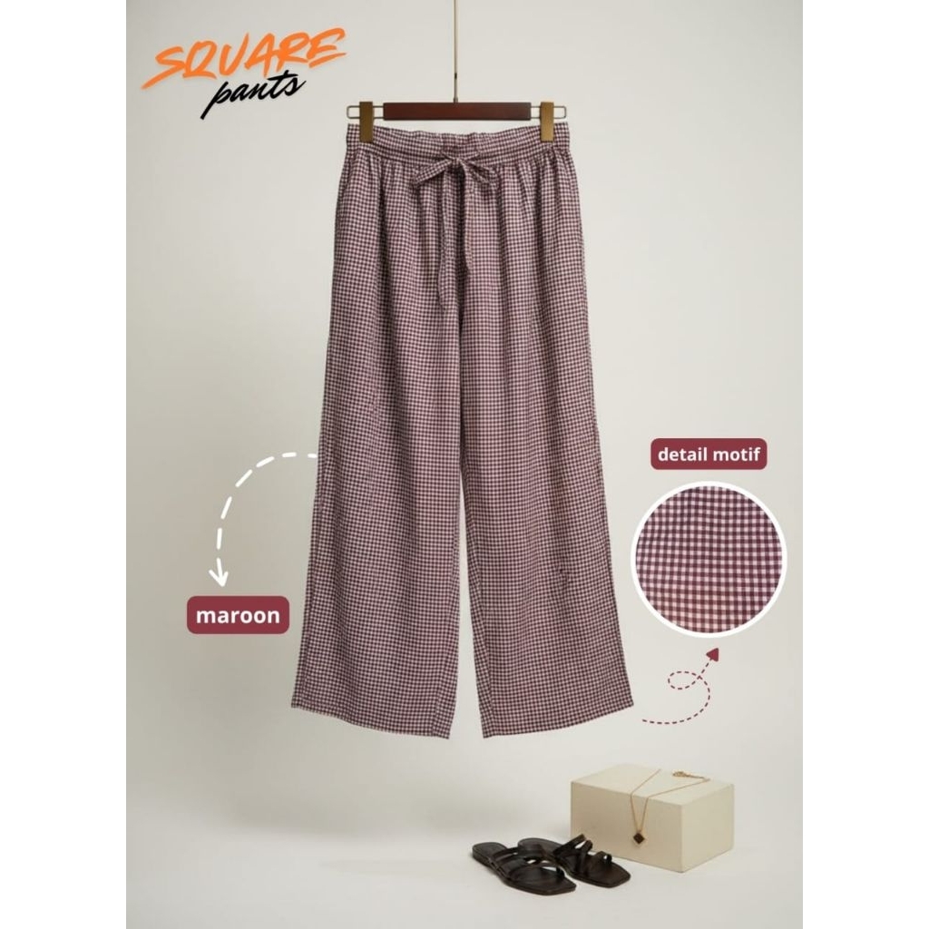 Po‼️ Celana Kulot Anak Remaja Dewasa Daily Casual Square Pants Motif Kotak Kotak Nyaman Premium