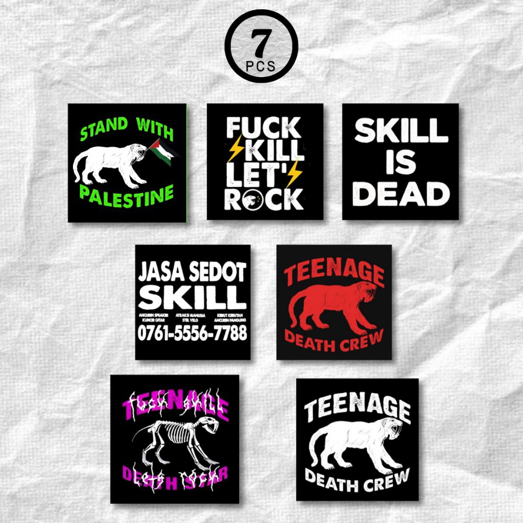 Stiker Teenage Death Star Glossy Laminasi Anti Air Kertas Vinyl Unofficial Murah 7 pcs