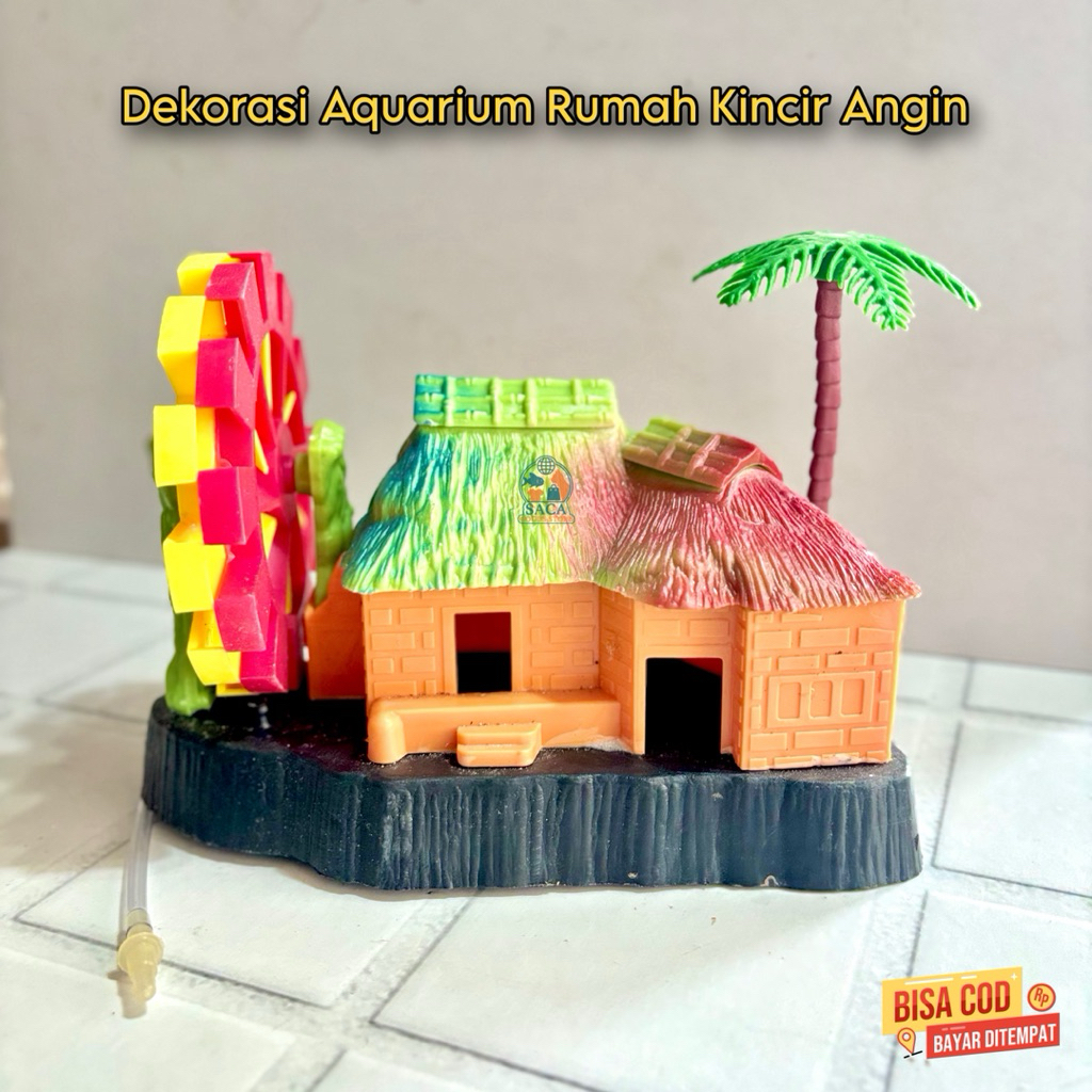 Dekorasi Ornamen Hiasan Mainan Aksesoris Aquarium Rumah Kincir Angin, ORCA Kodok dan Kerang