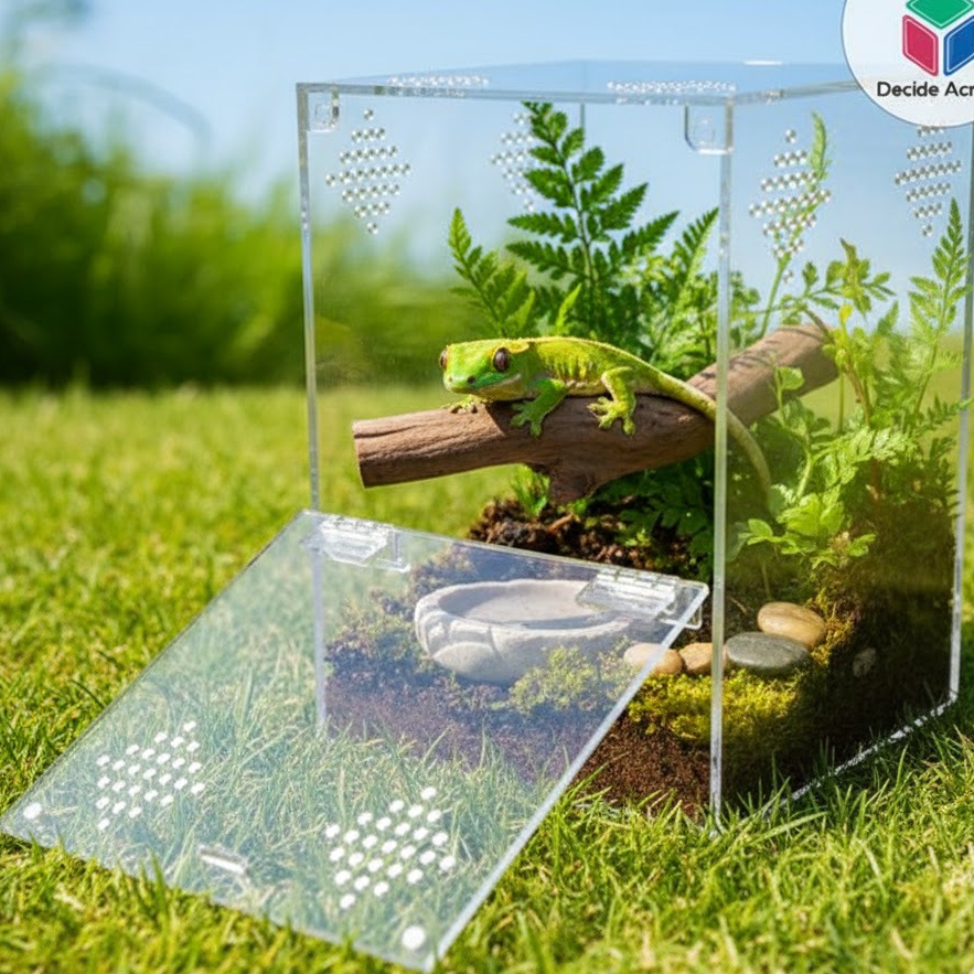 Decide Acrylic Akrilik Kandang Hewan Tarantula Kalajengking Reptil Serangga 15x15x20 Rapi Bersih Ben
