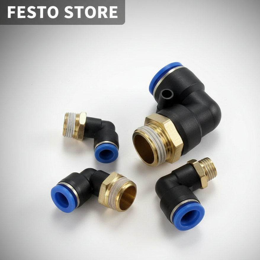 FITTING PNEUMATIC ELBOW NEPEL PNEUMATIC L 1/4 SELANG 4MM PL4-02