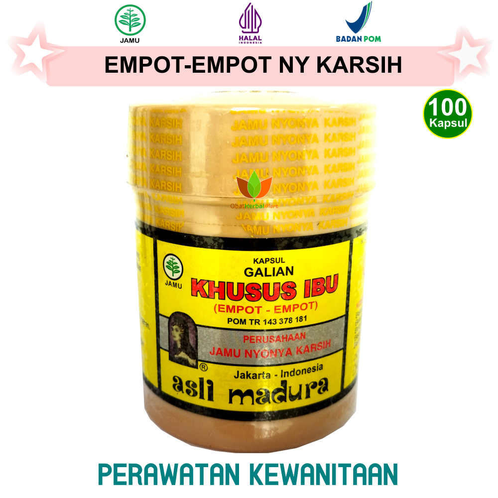 100 KAPSUL JAMU EMPOT EMPOT NYONYA KARSIH, OBAT HERBAL KEWANITAAN WANITA RAMUAN MPOT MPOT MADURA, EM