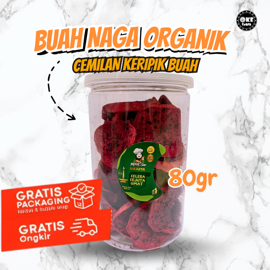Kripik Buah Naga Organik 80g Camilan Sehat Buah Organik