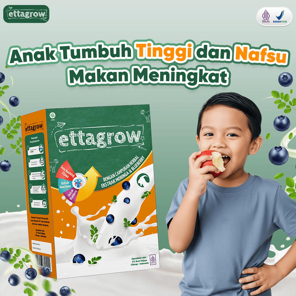 Susu Ettagrow Anak 3-12 Tahun Halal BPOM Original Tingkatkan Nafsu Makan Anak dan Tinggi Badan