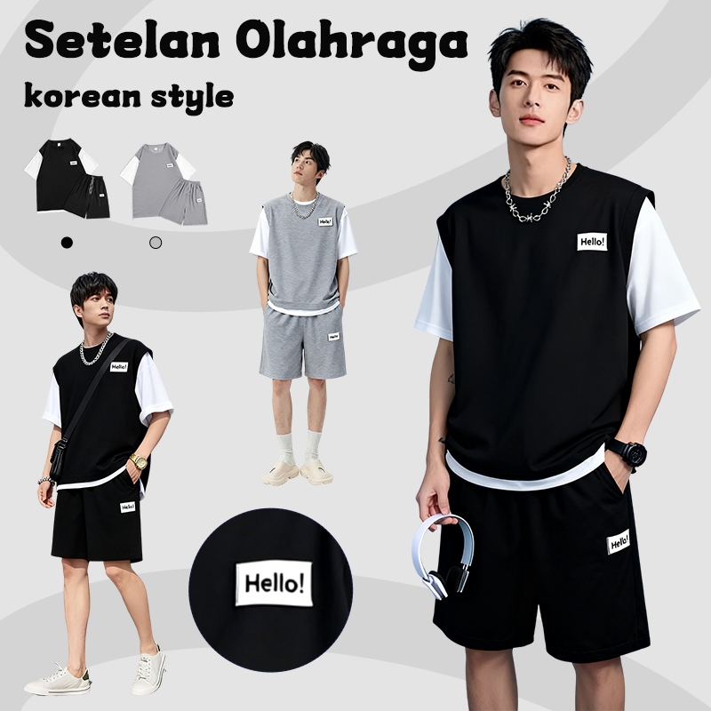 Setelan pria baju  korean style setelan pria satu set baju setelan  baju oversize pria Setelan Celan