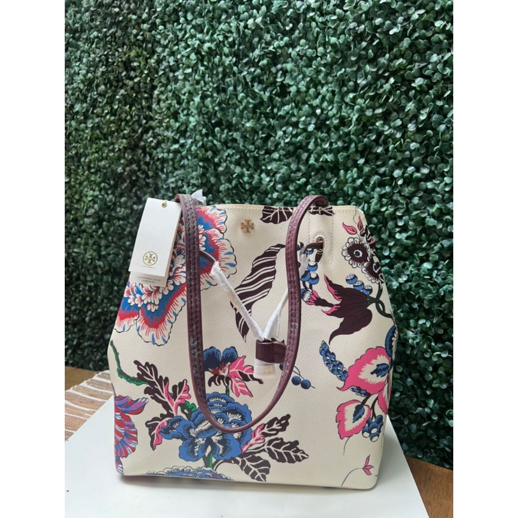 tb kerrington drawstring floral tote