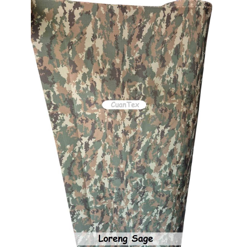Kain Loreng Sage Green Loreng TNI Sage Green Bahan Loreng TNI AD Terbaru Ripstop Sage Green Loreng