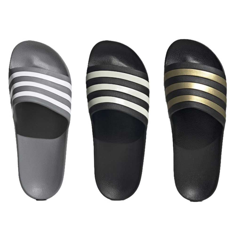 Adidas Adilette Aqua Slide Black-White, Black Gold, Abu Abu/ Sandal Adidas Slop Pria Wanita Unisex