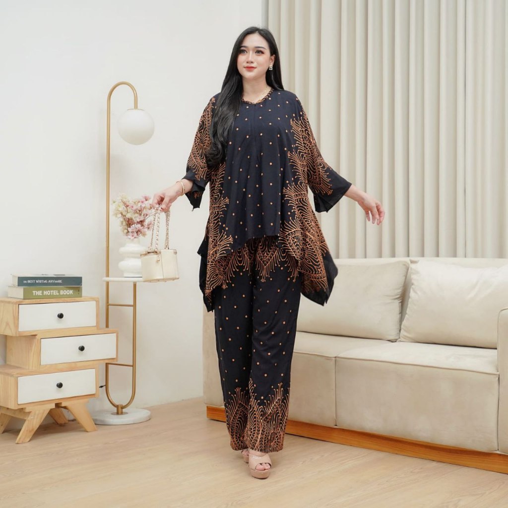 Setelan Wanita Bahan Rayon Premium Size Jumbo Ld 130 cm Motif Terbaru Elegan Dan Nyaman Dipakai Baju