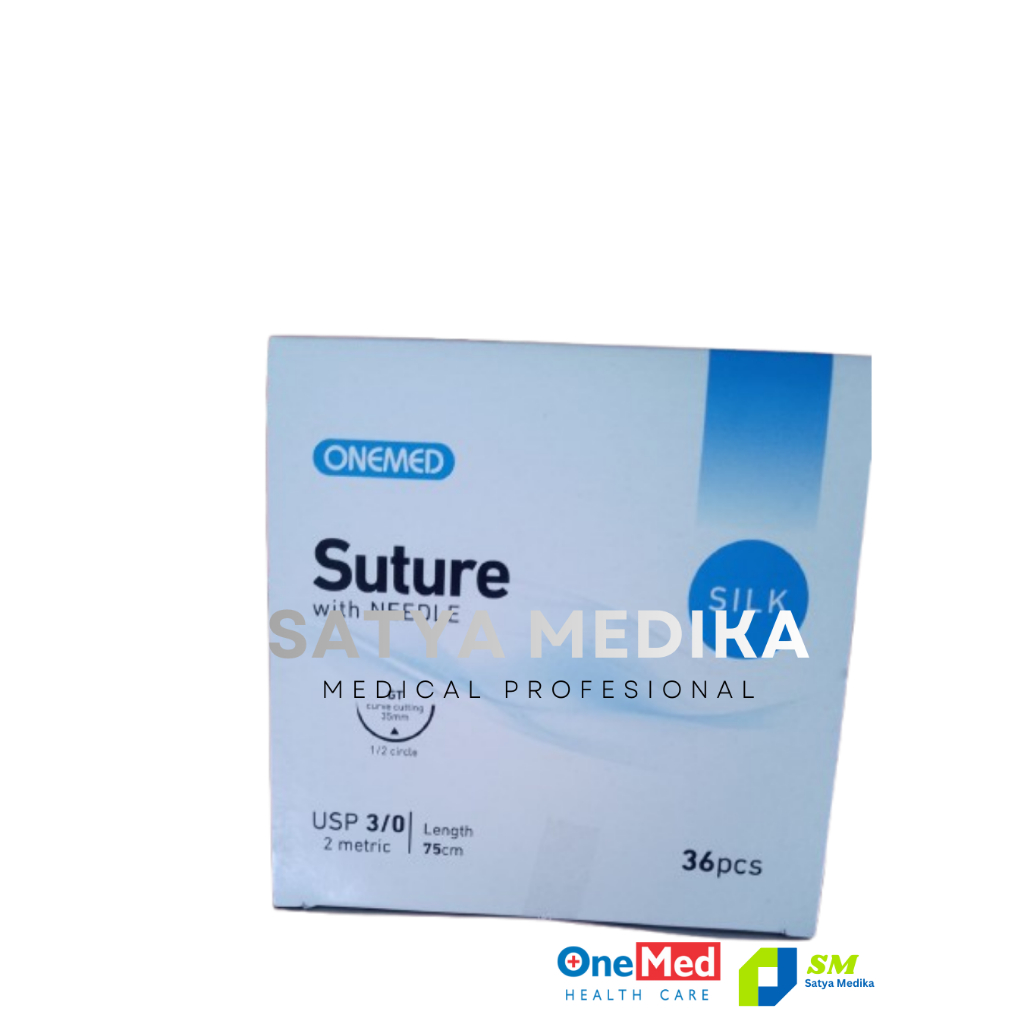 Silk Suture With needle 3/0 Onemed 2 metric isi 36 pcs
