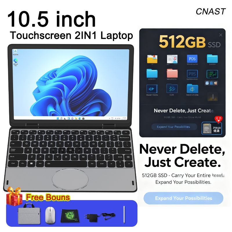 CNAST Laptop Baru touchscreen  11inch  2-in-1 Mini  N100 Ram 16GB+256/512GB  Gaming Windows 11 pro+o