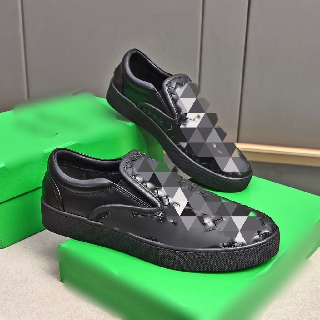 SEPATU SLIP ON PRIA KULIT SNEAKER SLIP ON HITAM MEWAH