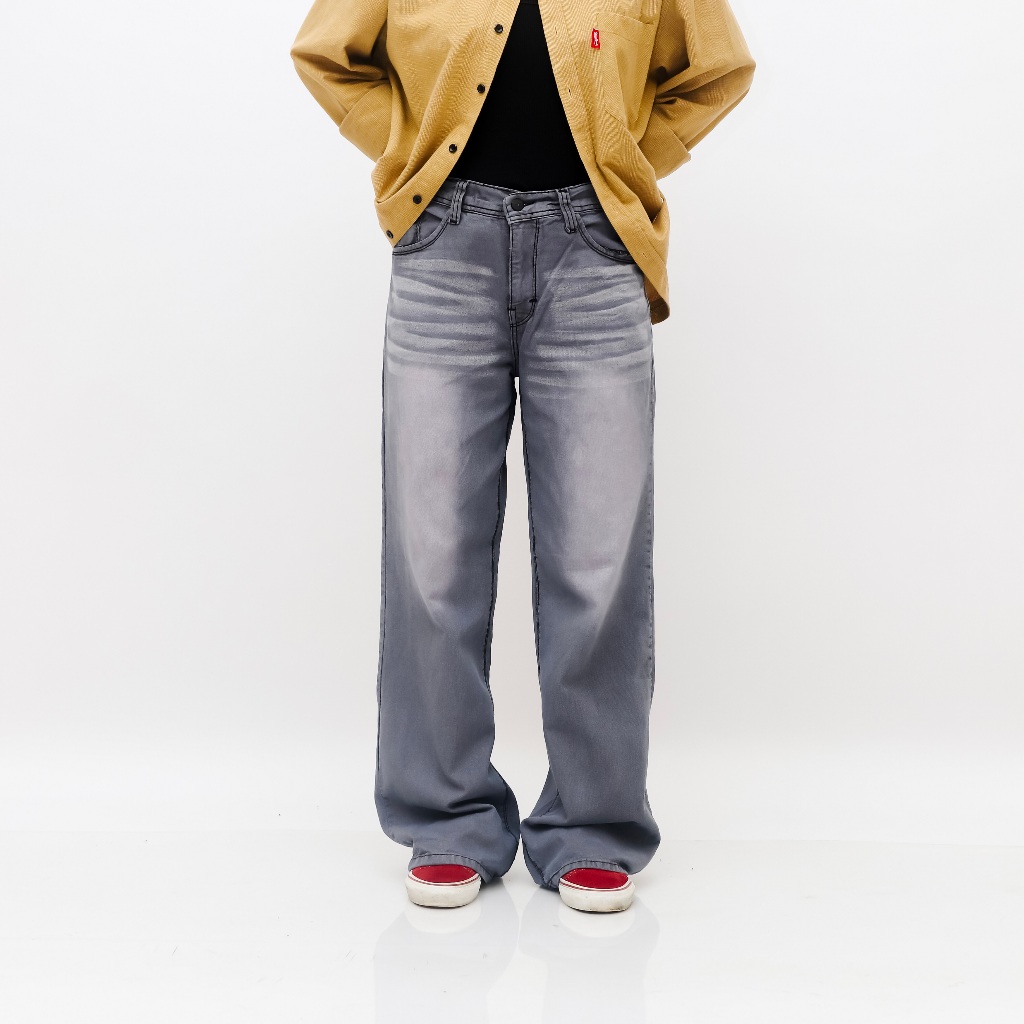 Miragrace - Elora Greyside | Celana Wanita Denim Panjang Washing Abu