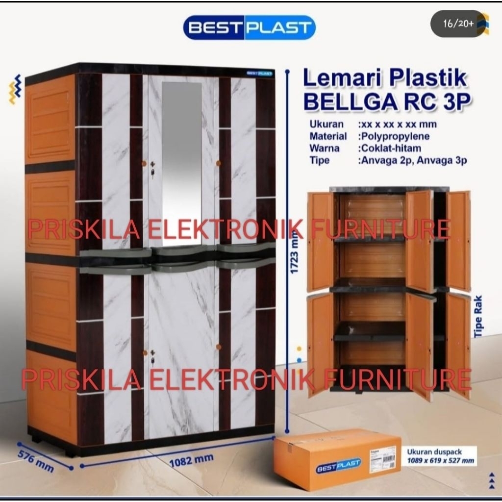 Lemari Pakaian Plastik Bestplast 3 Pintu Palembang | Toko Priskila Elektronik Furniture Palembang | 