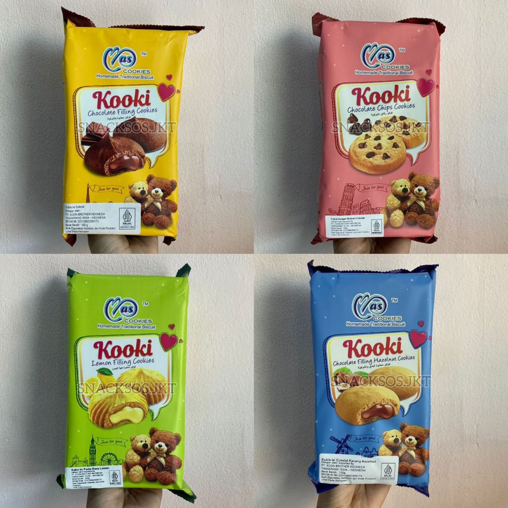 MAS COOKIES KOOKI CHOCOLATE HAZELNUT FILLING COOKIES / LEMON FILLING COOKIES / CHOCOLATE CHIPS COOKI
