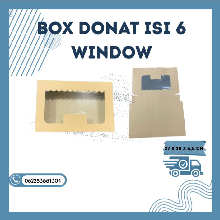 box donat window Isi 6 - Lembaran 27 cm x 18 cm x 5 cm donat isi 6 / 9 - 12 donat mini Termurah