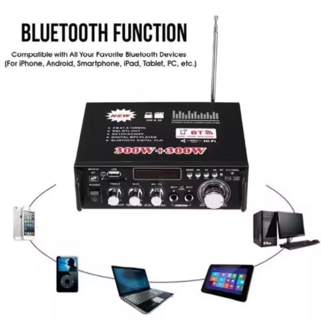 Bluetooth EQ Audio Amplifier Karaoke 600WATT