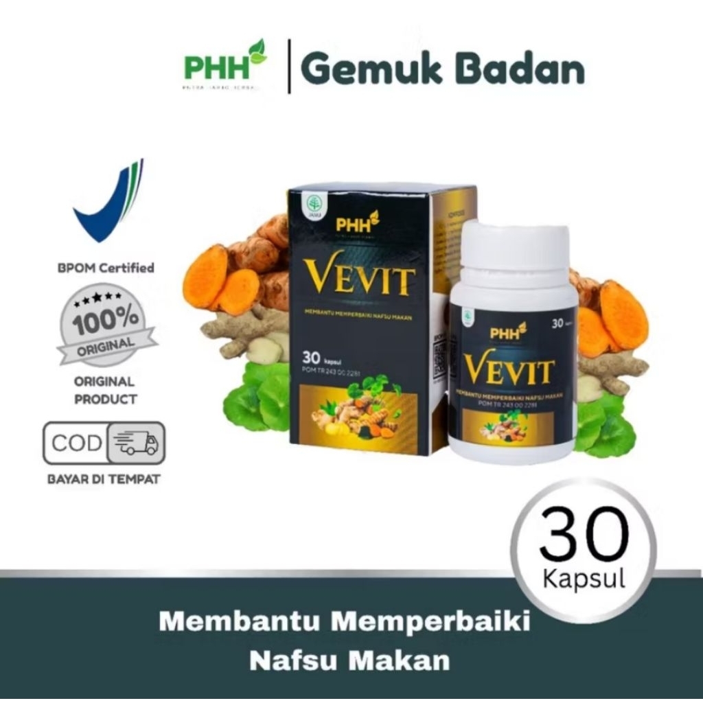 Kapsul VEVIT Penggemuk Badan Permanen BPOM HALAL