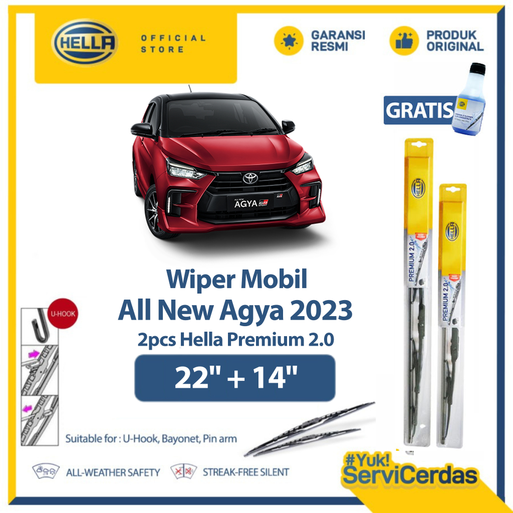 Wiper Mobil TOYOTA All New Agya 2023 22” + 14” (2pcs) - HELLA Premium 2.0