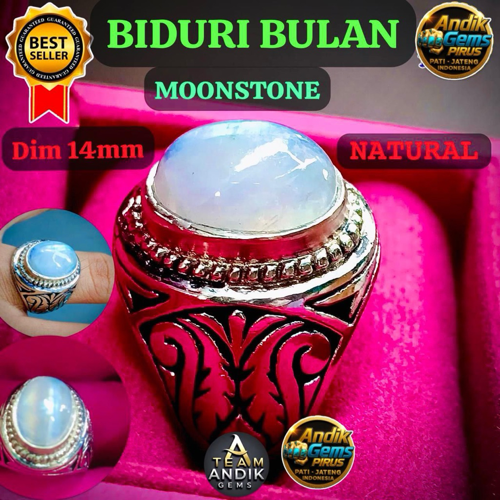 BATU AKIK BIDURI BULAN NATURAL RING ALPAKA SUPER
