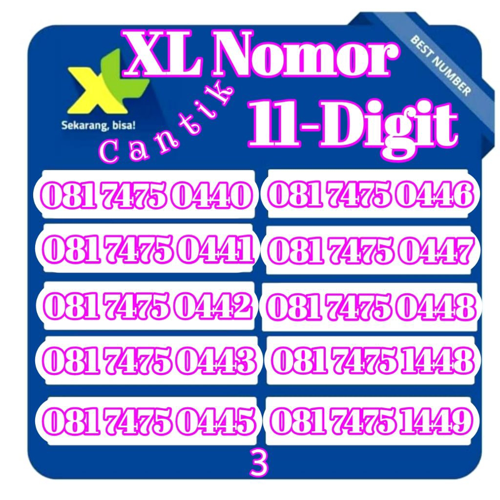 kartu perdana XL nomor cantik 11digit(Cek Deskripsi)