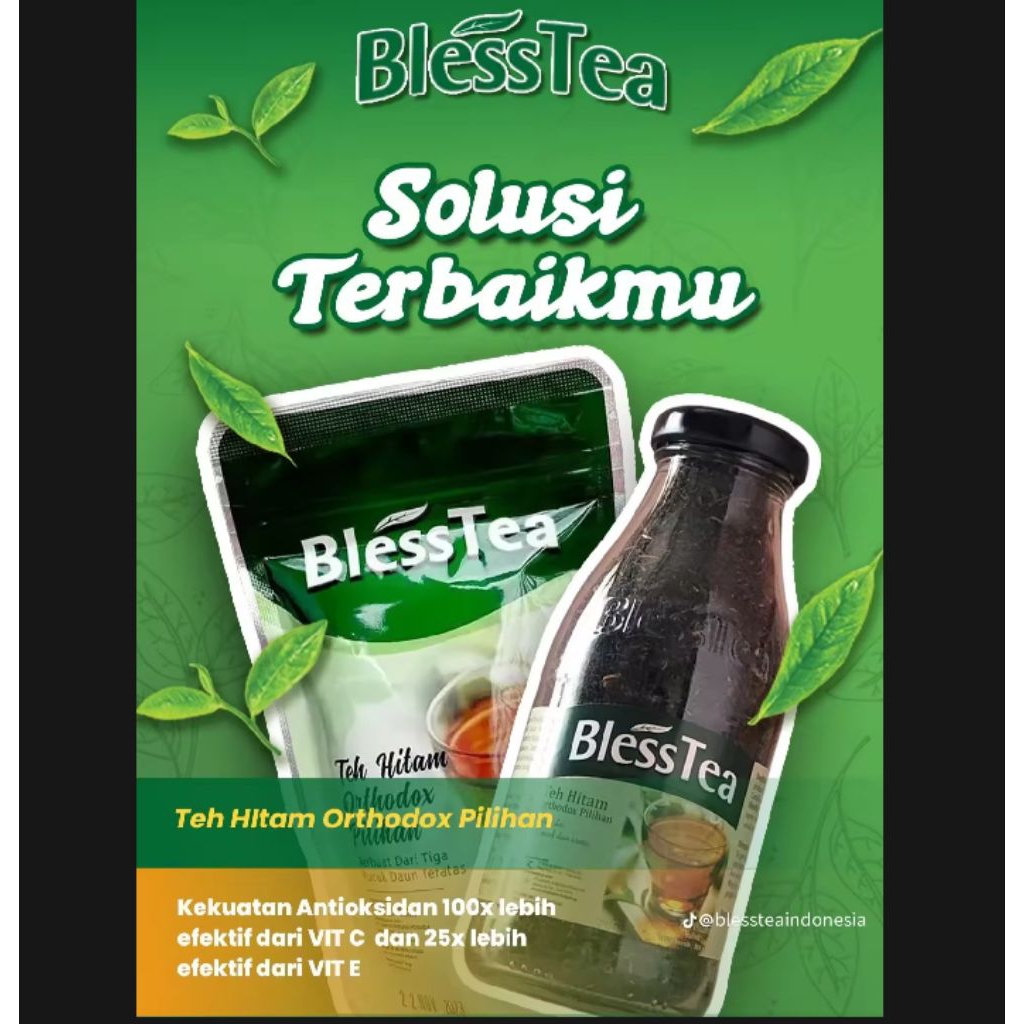 TERLARIS - BLESSTEA TEH HITAM ALAMI KEMASAN REFILL POUCH 70GR ORIGINAL