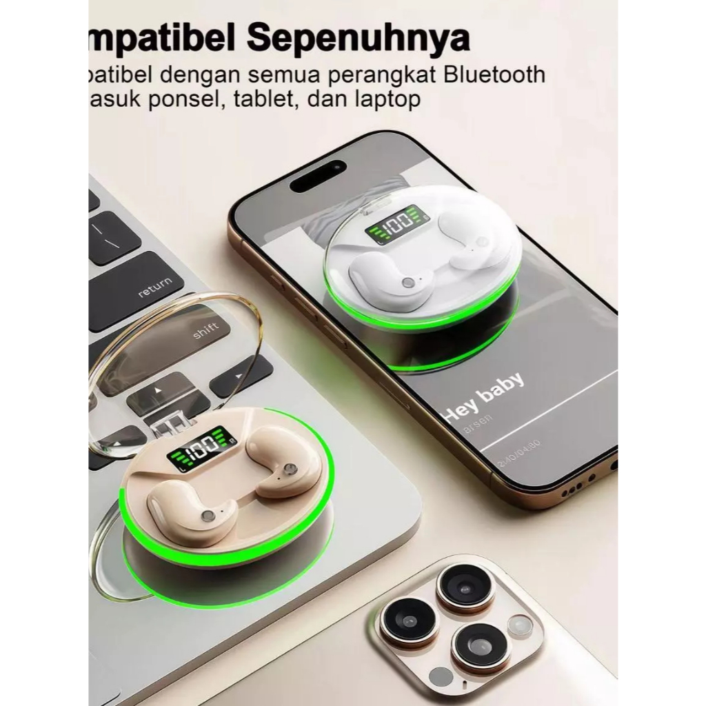 X66 TWS versi terbaru anti air baterai tahan lama tws tidur Earphone Headset Wireless Bluetooth Pere