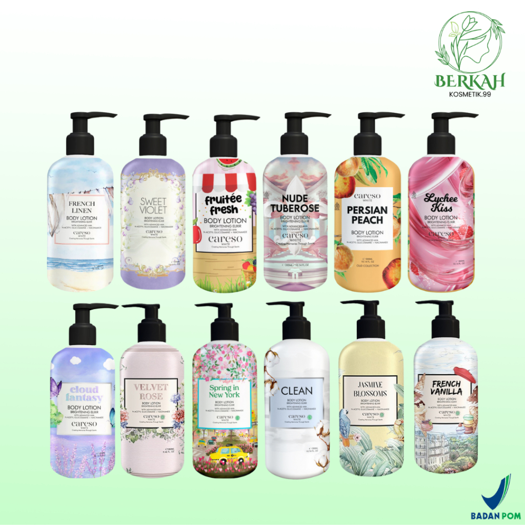 CARESO BODY LOTION 300ML - HB - CREAM BADAN - PERAWATAN KULIT - VANILLA - ROSE - FRESH - WANGI