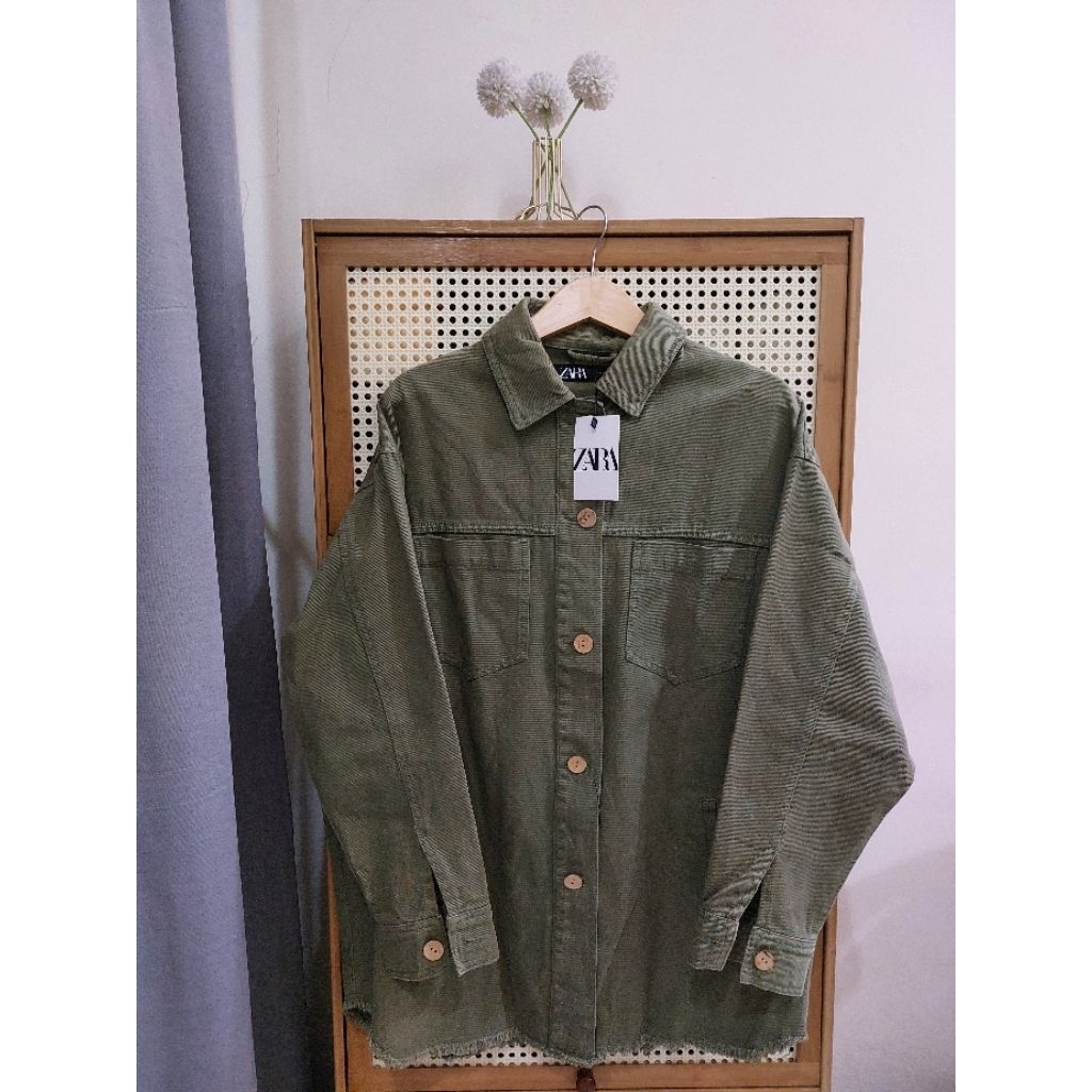 Jacket Jeans Brand Zara Warna Army