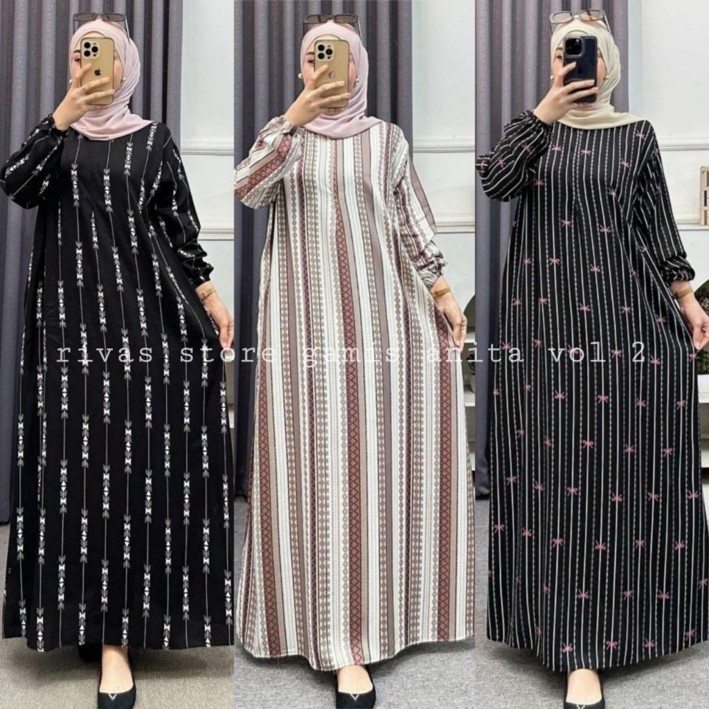 Gamis Dress Panjang Rayon Viscose Premium ( vol 2 )| Daster Panjang Busui lingkar dada 120 panjang 1