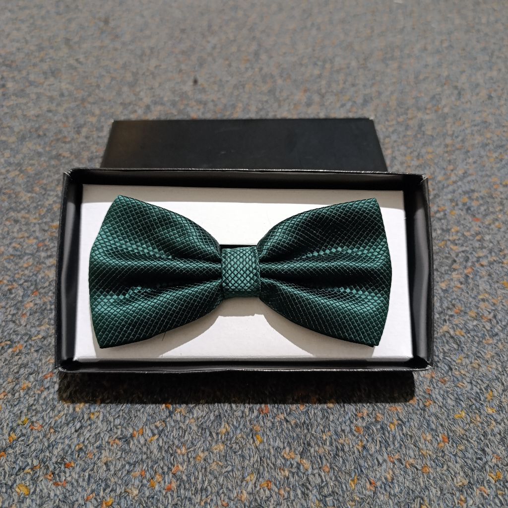 GUDANG DASI FREE BOX BOWTIE DASI KUPU KUPU MOTIF BINTIK HALUS HIJAU TUA HIJAU BOTOL HIJAU EMERLAD