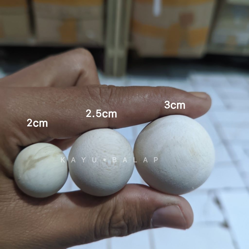 Bola Kayu - Ukuran diameter 2cm/2.5cm/3cm