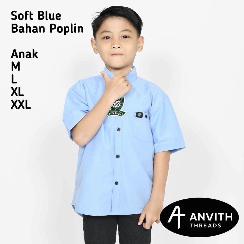 Kemeja Polos Anak Warna Soft Blue Lengan Pendek Kemeja Polos Pria Warna  Soft Blue